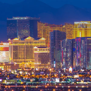 Skyline of Las Vegas Nevada Strip at night